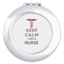Red Caduceus Keep Calm I am a Nurse Compact Mirror
