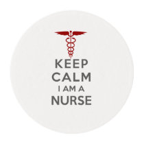 Red Caduceus Keep Calm I am a Nurse Edible Frosting Rounds