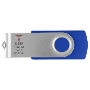 Red Caduceus Keep Calm I am a Nurse Flash Drive