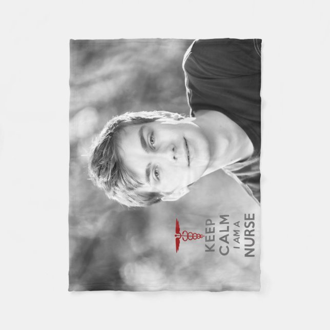 Red Caduceus Keep Calm I am a Nurse Fleece Blanket (Front)