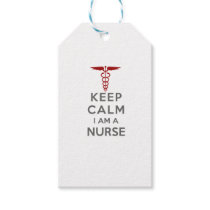 Red Caduceus Keep Calm I am a Nurse Gift Tags