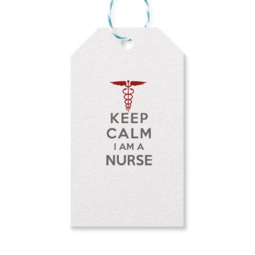 Red Caduceus Keep Calm I am a Nurse Gift Tags