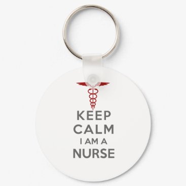 Red Caduceus Keep Calm I am a Nurse Keychain