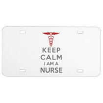 Red Caduceus Keep Calm I am a Nurse License Plate