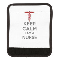 Red Caduceus Keep Calm I am a Nurse Luggage Handle Wrap