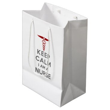 Red Caduceus Keep Calm I am a Nurse Medium Gift Bag