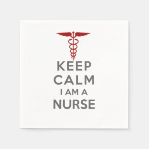 Red Caduceus Keep Calm I am a Nurse Paper Napkins