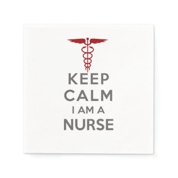 Red Caduceus Keep Calm I am a Nurse Paper Napkins