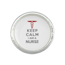 Red Caduceus Keep Calm I am a Nurse Ring
