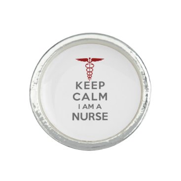 Red Caduceus Keep Calm I am a Nurse Ring
