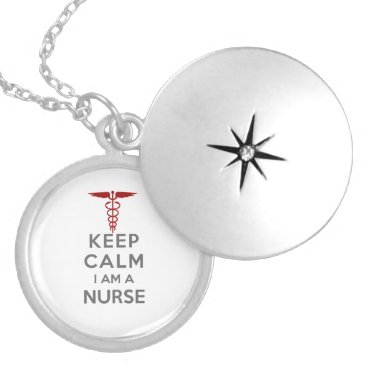 Red Caduceus Keep Calm I am a Nurse Silver Plated Necklace