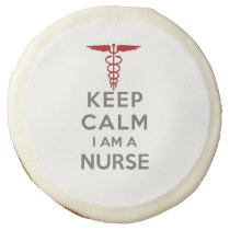 Red Caduceus Keep Calm I am a Nurse Sugar Cookie