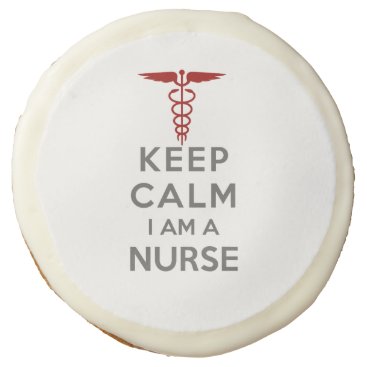 Red Caduceus Keep Calm I am a Nurse Sugar Cookie