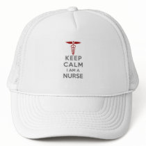 Red Caduceus Keep Calm I am a Nurse Trucker Hat