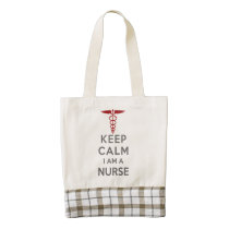 Red Caduceus Keep Calm I am a Nurse Zazzle HEART Tote Bag