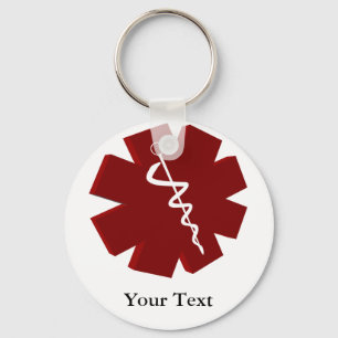red caduceus medical gifts keychain