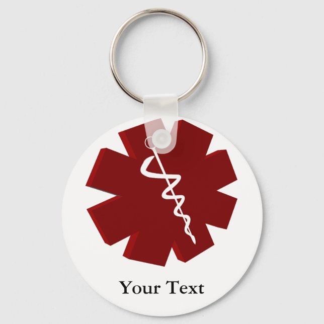 red caduceus medical gifts keychain (Front)