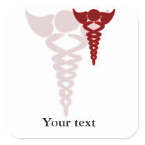 red caduceus medical gifts square sticker