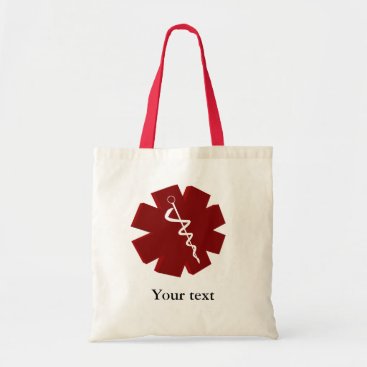 red caduceus medical gifts tote bag