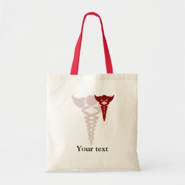 red caduceus medical gifts tote bag