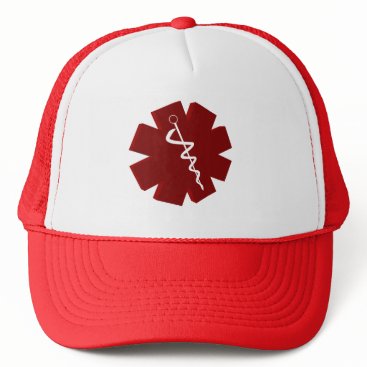 red caduceus medical gifts trucker hat