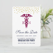 Red Caduceus Nurse Graduate Save The Date (Standing Front)