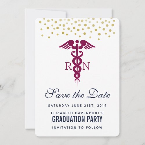 Red Caduceus Nurse Graduate Save The Date