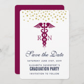 Red Caduceus Nurse Graduate Save The Date (Front/Back)
