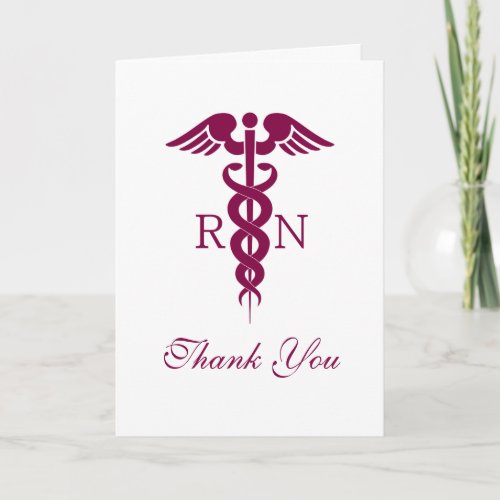 Red Caduceus Nurse Graduate Thank You Card