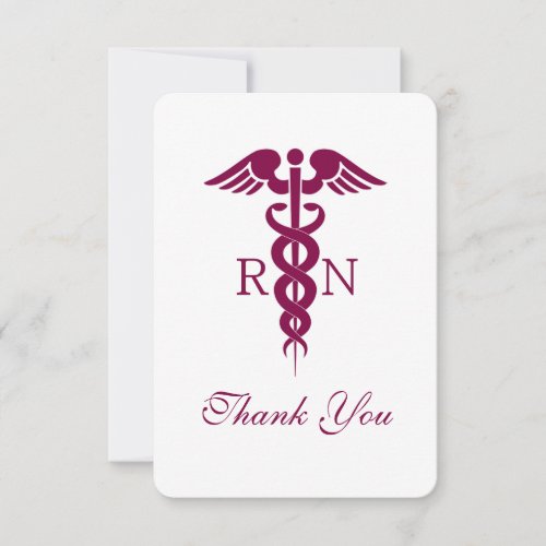 Red Caduceus Nurse Graduate Thank You Card