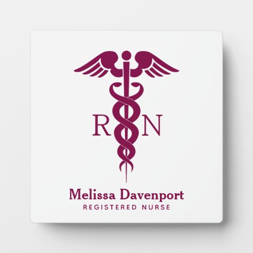 Red Caduceus Registered Nurse Medical Symbol Plaque