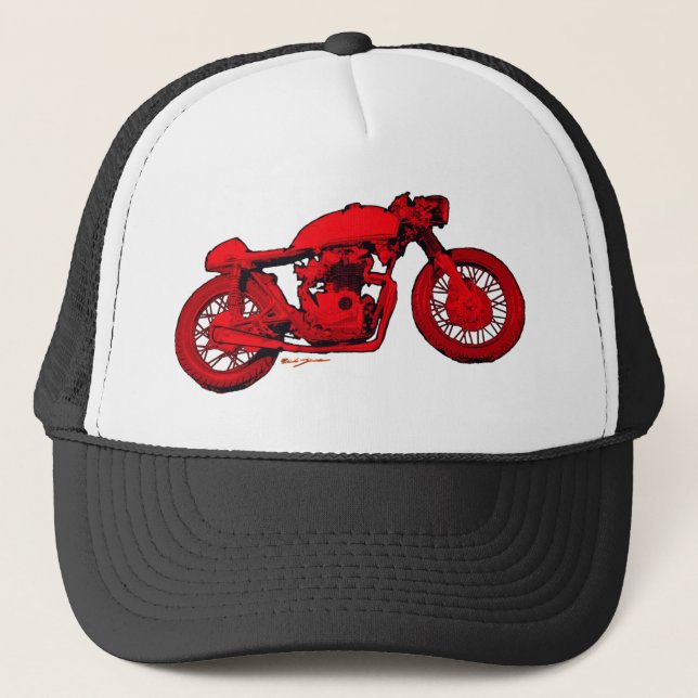 Red Cafe Racer Trucker Hat (Front)