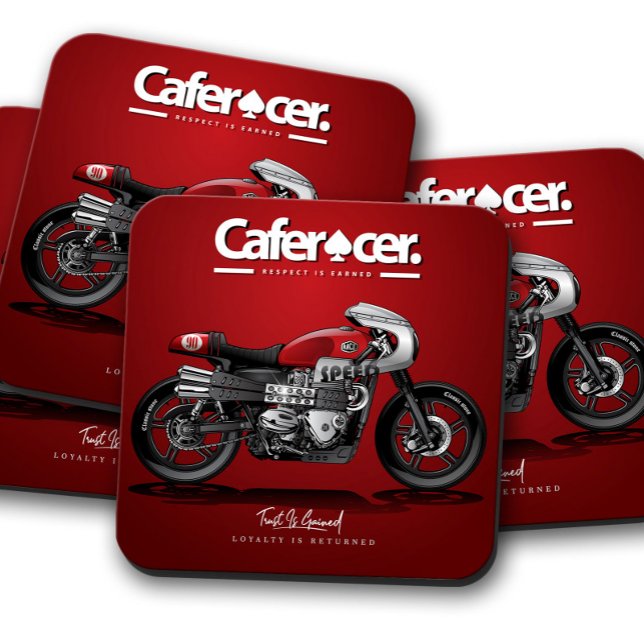 Red CafeRacer Motorcycle Coaster | Coaster Set (Creator Uploaded)