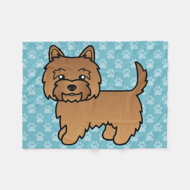 Red Cairn Terrier Cartoon Dog Design Fleece Blanket (Front (Horizontal))