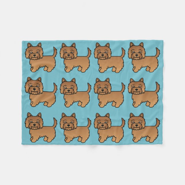 Red Cairn Terrier Cartoon Dog Design Fleece Blanket (Front (Horizontal))
