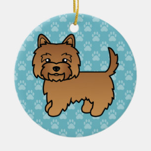 Red Cairn Terrier Cartoon Dog Illustration On Blue Ceramic Ornament