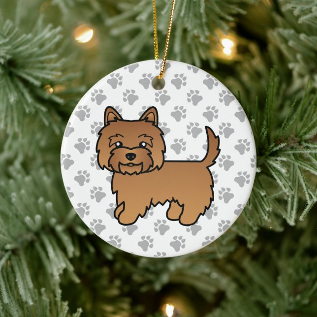 Red Cairn Terrier Cute Cartoon Dog Ceramic Ornament (Tree)
