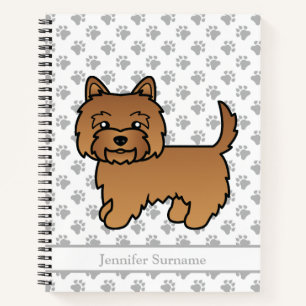 Red Cairn Terrier Cute Cartoon Dog & Custom Text Notebook