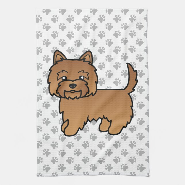 Red Cairn Terrier Cute Cartoon Dog Kitchen Towel (Vertical)