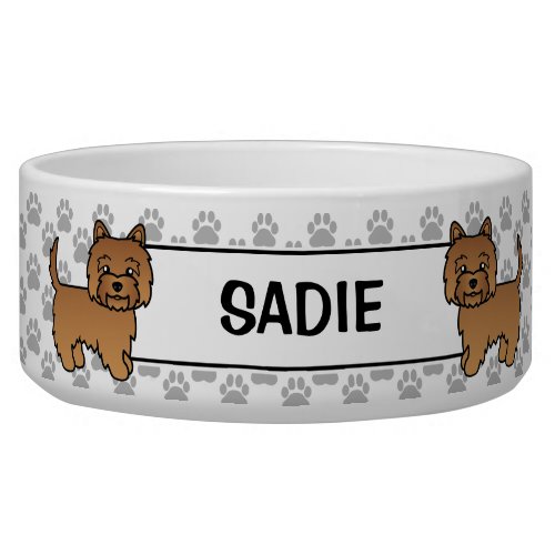 Red Cairn Terrier Cute Cartoon Dog  Name Bowl