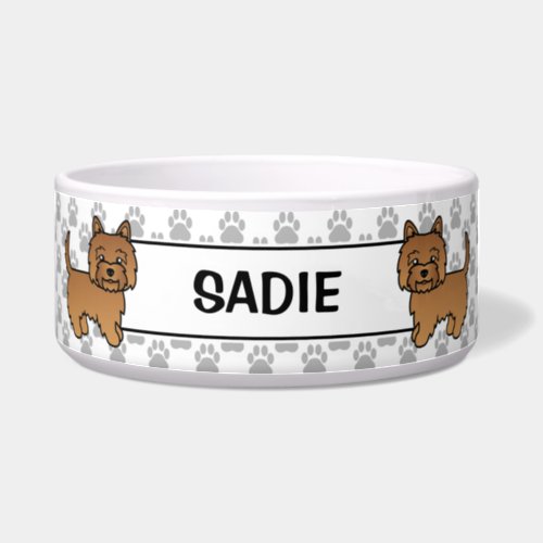 Red Cairn Terrier Cute Cartoon Dog  Name Bowl