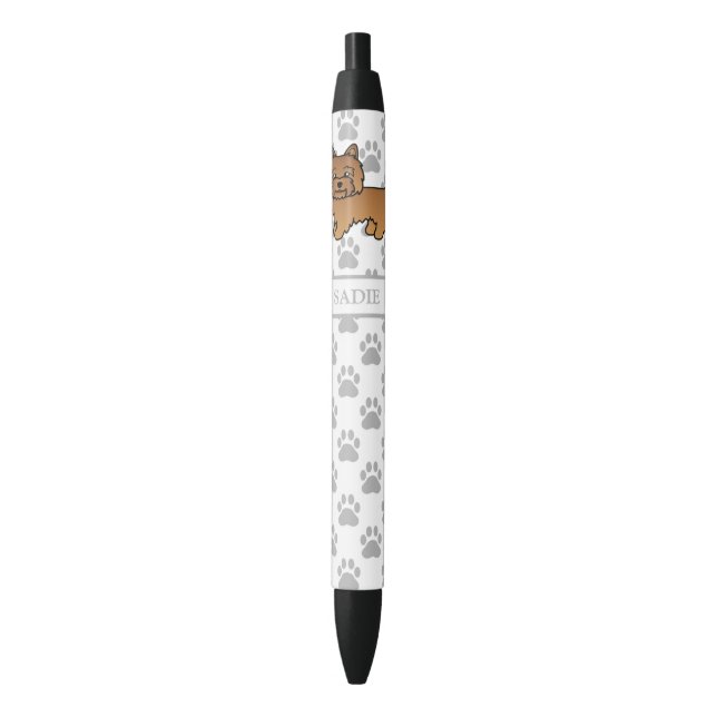 Red Cairn Terrier Cute Cartoon Dog & Name Pen (Front Vertical)