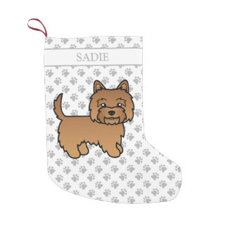 Red Cairn Terrier Cute Cartoon Dog &amp; Name Small Christmas Stocking