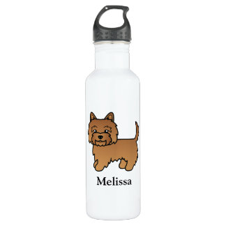 Red Cairn Terrier Cute Cartoon Dog &amp; Name Stainless Steel Water Bottle