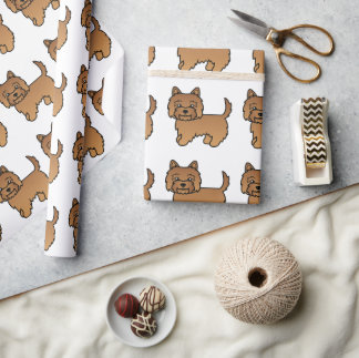 Red Cairn Terrier Cute Cartoon Dog Pattern Wrapping Paper