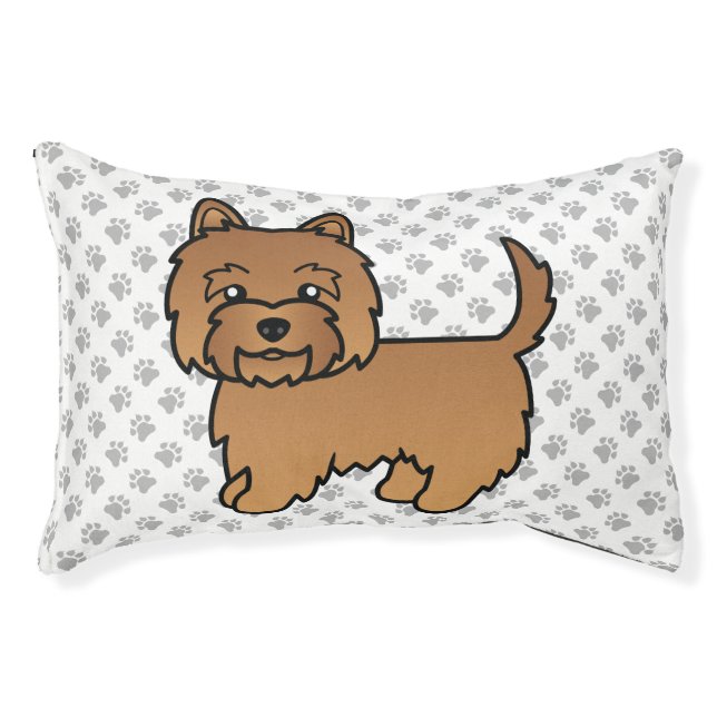 Red Cairn Terrier Cute Cartoon Dog & Paws Pet Bed (Front)
