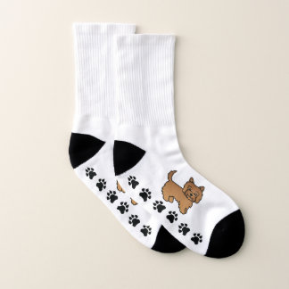 Red Cairn Terrier Cute Cartoon Dog &amp; Paws Socks