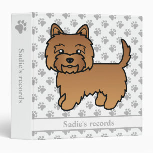 Red Cairn Terrier Cute Cartoon Dog & Text 3 Ring Binder