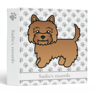 Red Cairn Terrier Cute Cartoon Dog &amp; Text 3 Ring Binder
