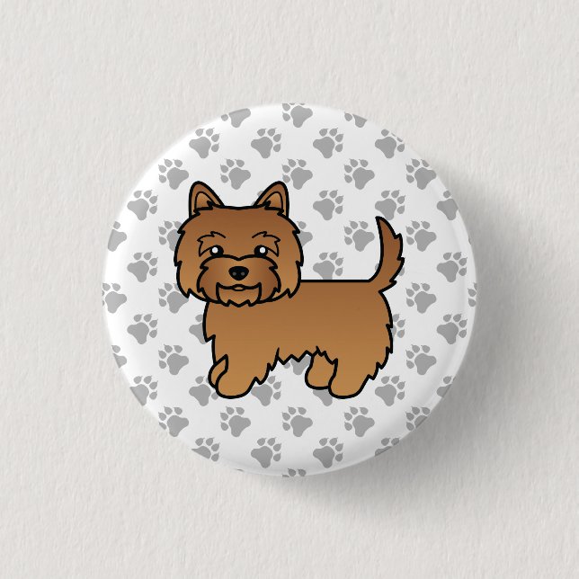 Red Cairn Terrier Dog Cute Illustration Paws Button (Front)